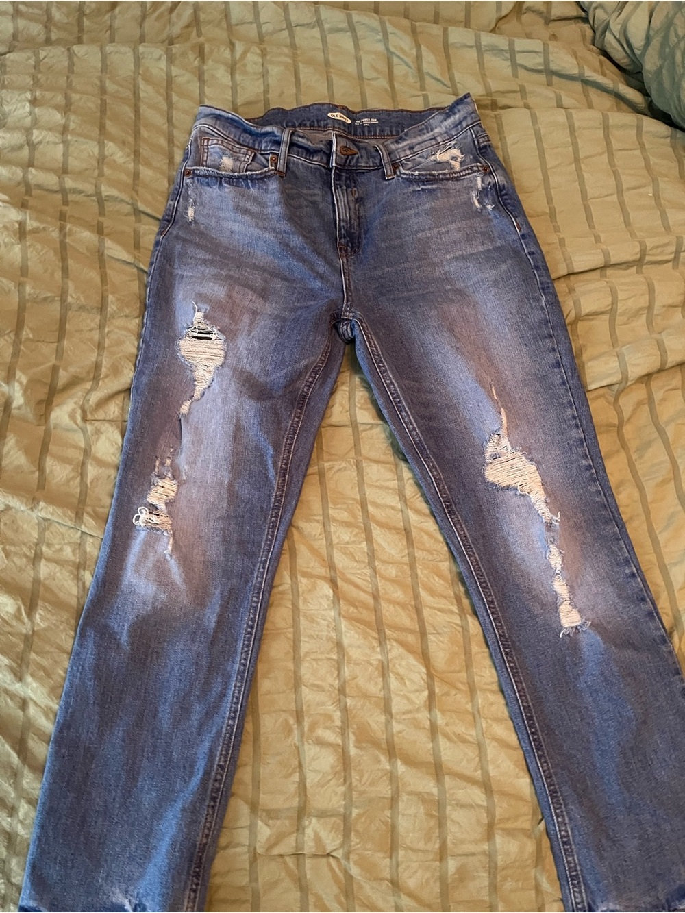 Old Navy Distressed Women's Blue Denim Jeans- Size 8